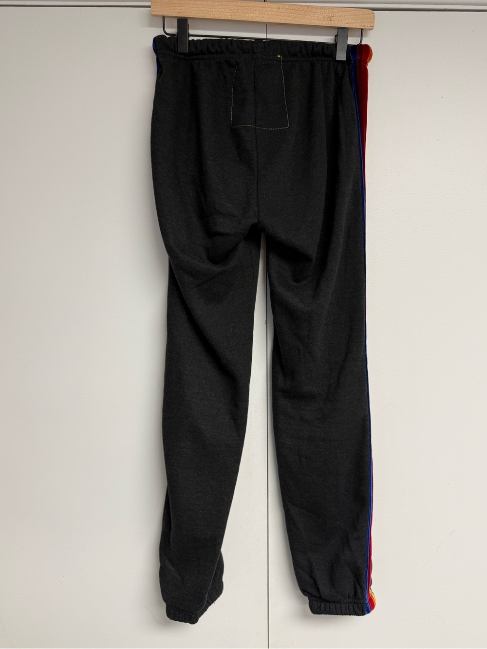 Aviator Nation 5 Stripe Velvet Rainbow Sweatpants Charcoal S - Picture 3 of 7